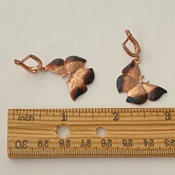 Butterfly 925 silver earrings rose gold plated - Picture 3 of 5